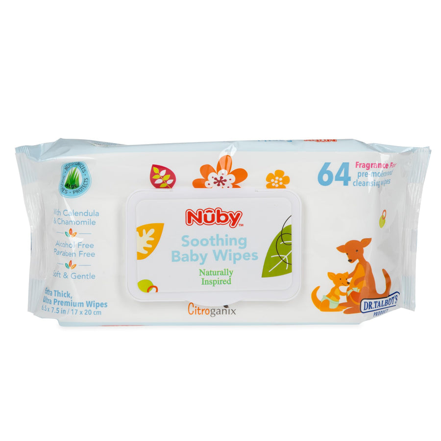 Dr. Talbot's Soothing Baby Wipes with Natural Ingredients, Chamomile, Aloe, and Citroganix, Fragrance Free, Extra Thick, 64 Count