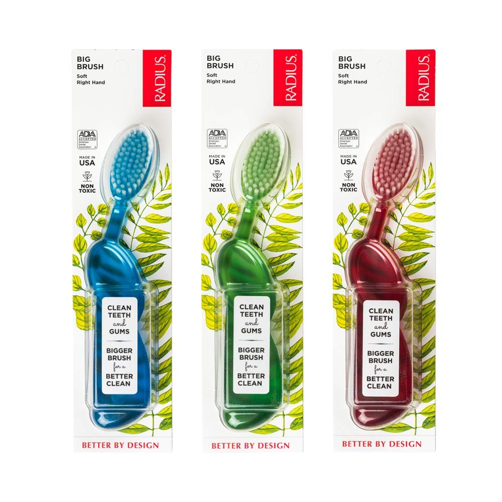 Radius Toothbrushes Original Toothbrush, Right Handed (Case of 6)