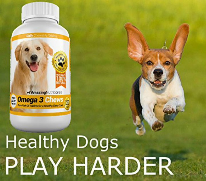 Amazing Omega 3 for Dogs - Omega 3 Fish Oil for Dogs Supplement for Itchy Skin Relief for Dry Skin and Hot Spots and Shedding Coat with EPA and DHA Fatty Acids - 120 Bacon Flavor Chews