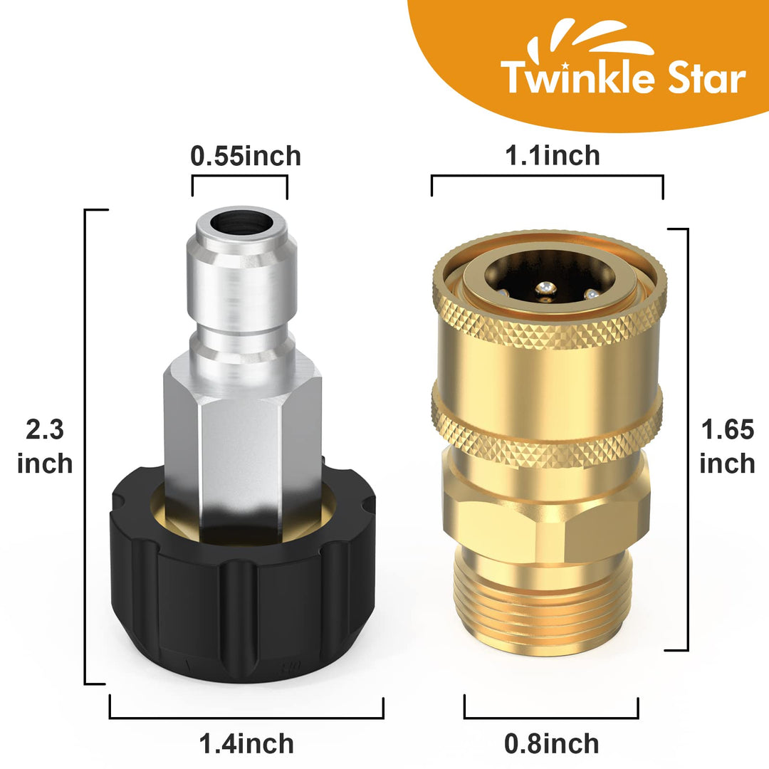 Pressure Washer Adapter Set Quick Connect Kit, M22 14mm Swivel to 3/8'' Quick Connect