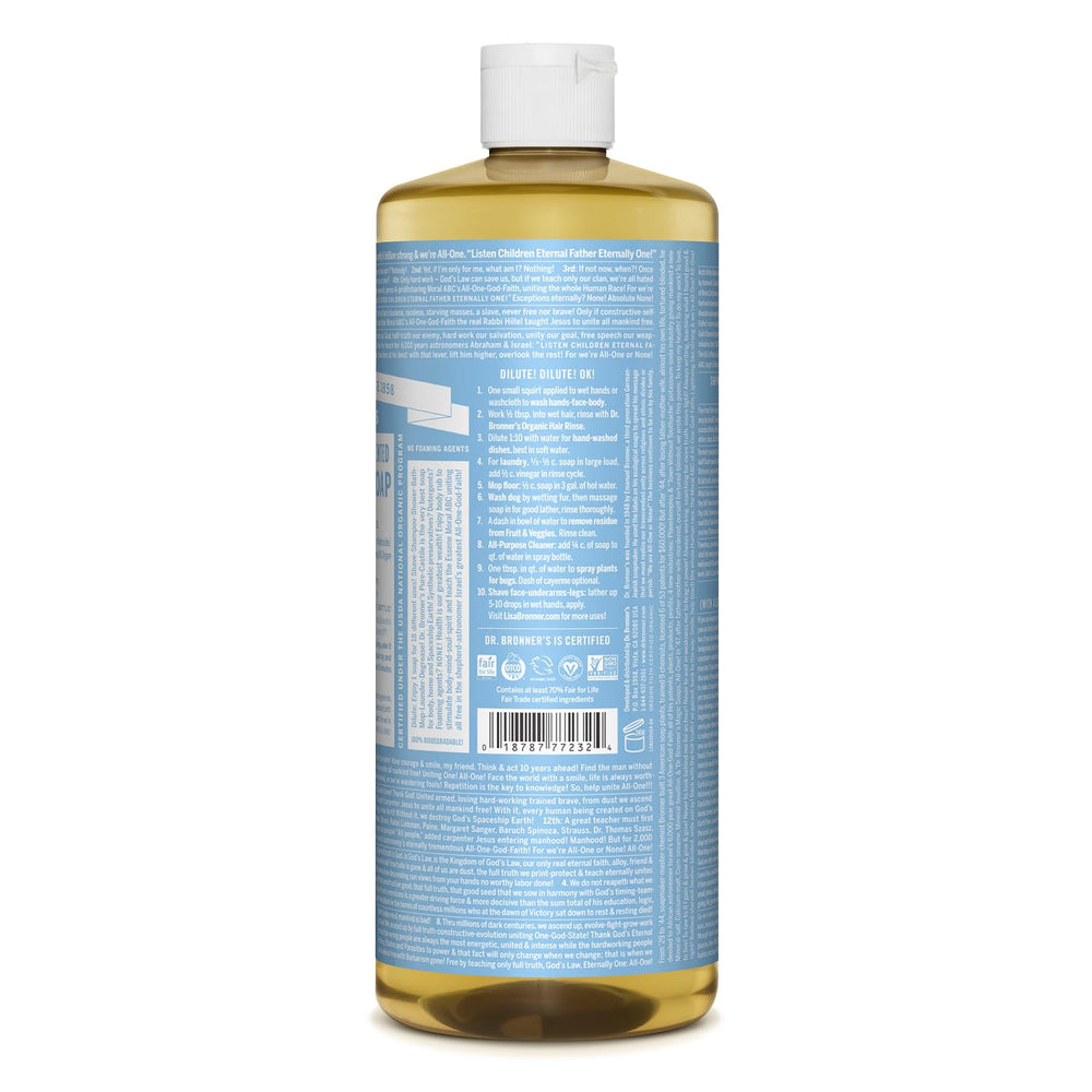 - Pure-Castile Liquid Soap (Baby Unscented, 32 ounce, 2-Pack) - Made with Organic Oils, 18-in-1 Uses: Face, Hair, Laundry and Dishes, For Sensitive Skin and Babies, No Added Fragrance