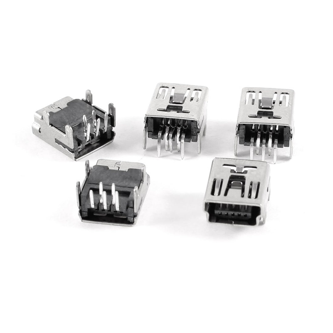 Mini USB Type B Female Socket 5-Pin Right Angle DIP Jack Connector 5 Pcs