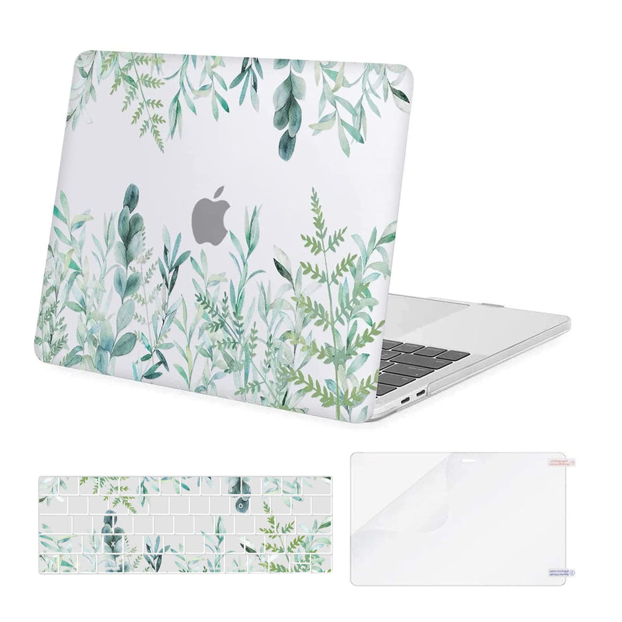 Compatible with MacBook Pro 13 inch Case M2 2024, 2023, 2022-2016 A2338 M1 A2251 A2289 A2159 A1989 A1708 A1706, Plastic Plants Hard Shell Case&Keyboard Cover Skin&Screen Protector, Transparent