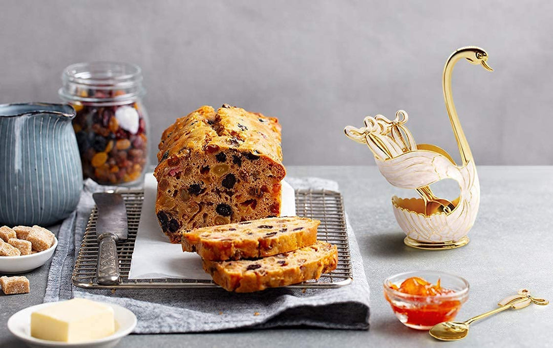 Coffee Dessert Spoon Set Metal Swan Base Holder Spoon Organizer with 6pcs Ice Cream Spoons Teaspoons Coffee Dessert Flatware (Gold)