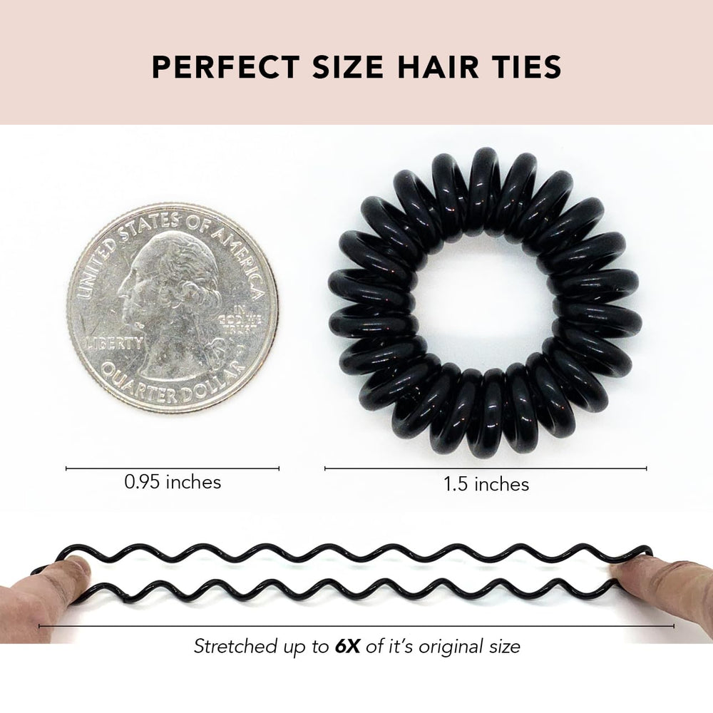 Spiral Hair Ties for Women, Coil Hair Ties for Thick Hair, No Crease Hair Tie, Spiral Hair Ties No Damage, Hair Coils & Phone Cord Hair Ties for Thin Hair, Hair Ties Spiral, 8pcs (Brunette)