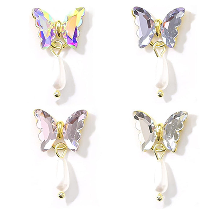 24pcs Zircon Butterflies 3D Dangle Nail Charms For Nails Women 3D Nail Charms For Nail Art Luxary Alloy Butterfly Nail Gems Crystals Butterfly Nails Designs Accessories For Acrylic Nails