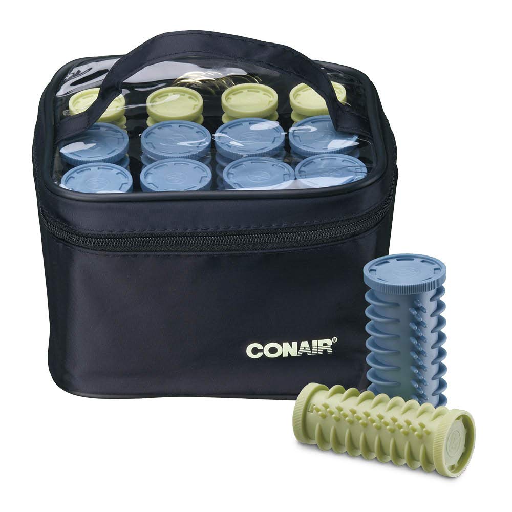 Instant Heat Compact Hot Rollers w/Ceramic Techology; Black Case with Blue and Green Rollers, 12 Count