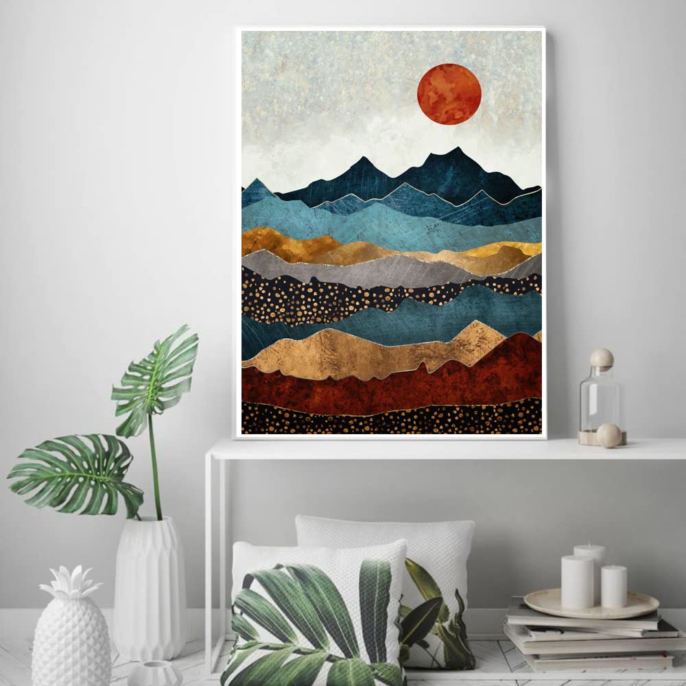 Diamond Painting Mountain Kit,Diamond Art Kits for Adults Sun Full Round Drill Large Size(12x16 inch),Abstract Scenery Paint with Diamonds Crystal Gem for Gift,Wall Decor