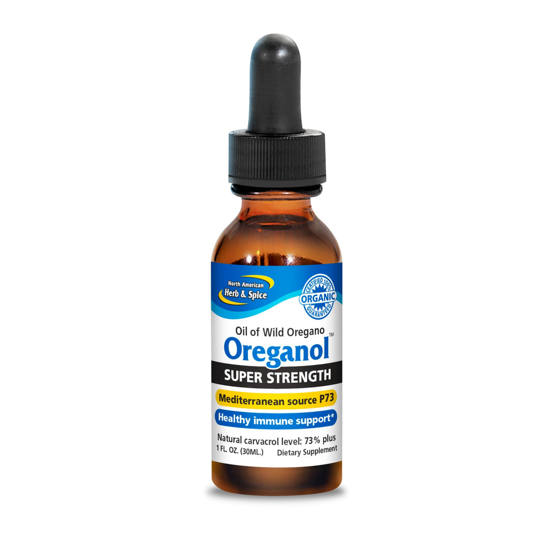 NORTH AMERICAN HERB & SPICE Super Strength Oreganol - 1 fl. oz. - Unprocessed, Wild, Organic Oregano Oil - Mediterranean Source P73 - Non-GMO - 432 Servings