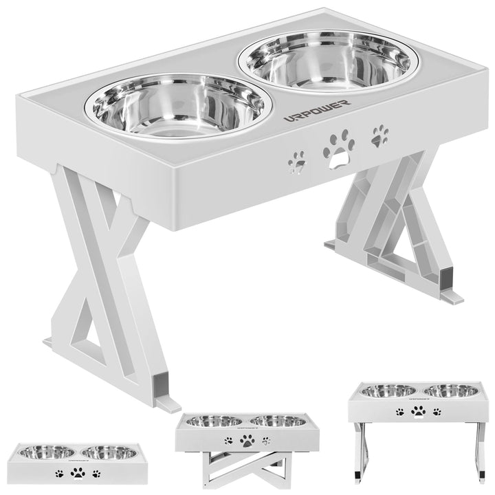 Elevated Dog Bowls Adjustable Raised Dog Bowl with 2 Stainless Steel 1.5L Dog Food Bowls Stand Non-Slip No Spill Dog Dish Adjusts to 3 Heights 2.8”, 8”, 12”for Small Medium Large Dogs and Cats