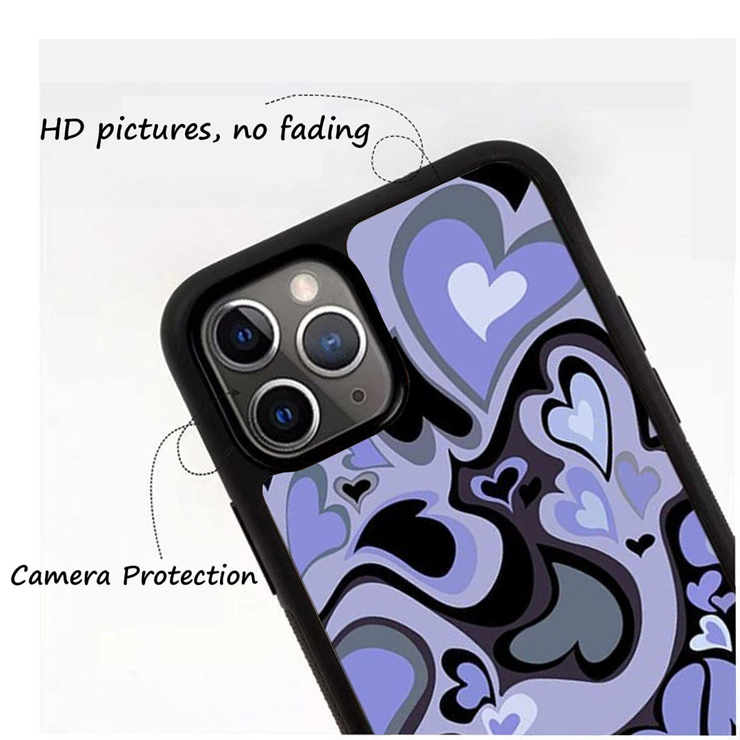 Cute Phone Cases Purple Love Heart Cute Phone Case Slim Soft Protective Phone Case Compatible with iPhone 12 and 12 pro