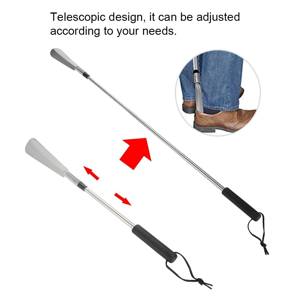 Portable Telescopic Extendable Shoe Horn Stainless Steel Collapsible Handled Shoe Accessories