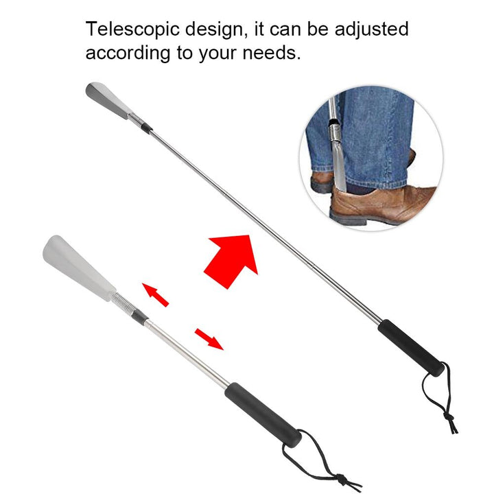 Portable Telescopic Extendable Shoe Horn Stainless Steel Collapsible Handled Shoe Accessories