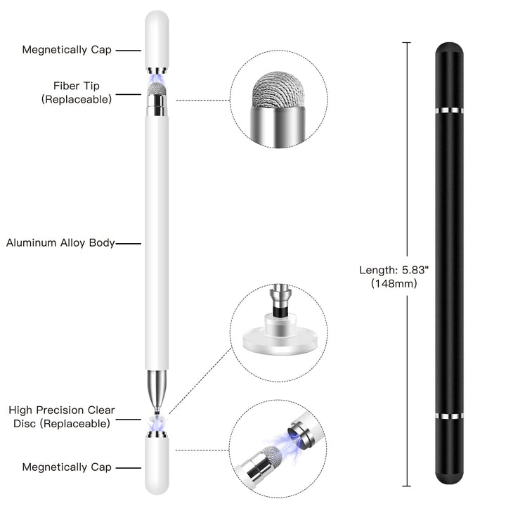 Stylus Pens for Touchscreen,2 Pack High Sensitivity & Precision Magnetic Disc Stylus Pen for iPad/Apple/iPhone/Pro/Android All Capacitive Touch Screen