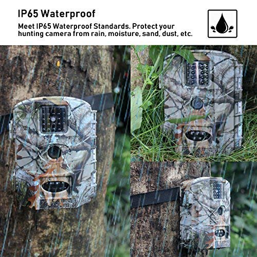 Trail Game Deer Camera No Glow 16MP 1080P Night Vision 110°Hunting Outdoor Cam Security Motion Activated Surveillance System IP66 Waterproof Wildlife Farm Monitoring with 2.4” LCD