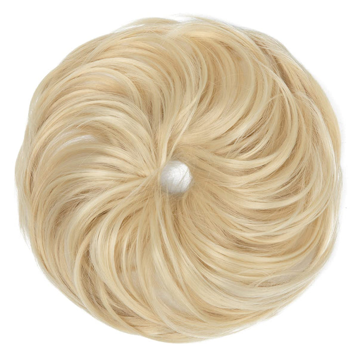 2PCS Messy Hair Bun Hair Pieces Wavy Curly Synthetic Updo Fake Scrunchies Ponytail Extension for Women Chestnut Brown