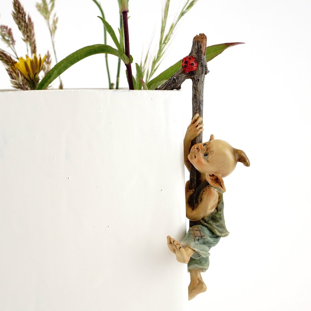 4383 Miniature Fairy & Terrarium Garden Pixie Flower Pot Hugger Statue, Small