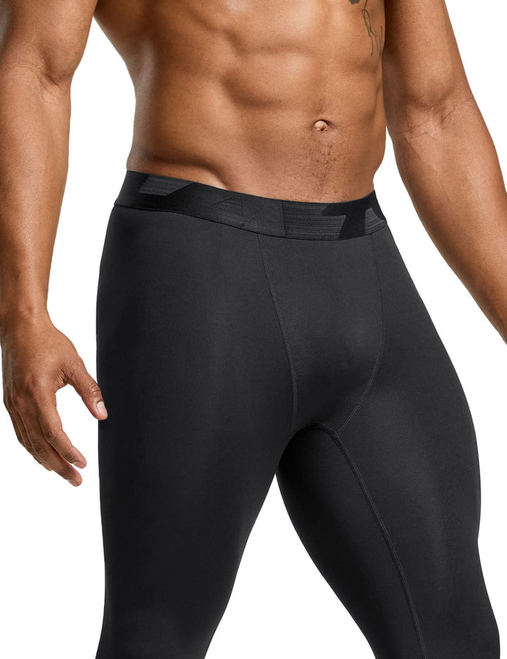 Men's Compression Pants, Cool Dry Athletic Workout Running Tights Leggings with Pocket/Non-Pocket, Hyper Control Pants Black, Medium