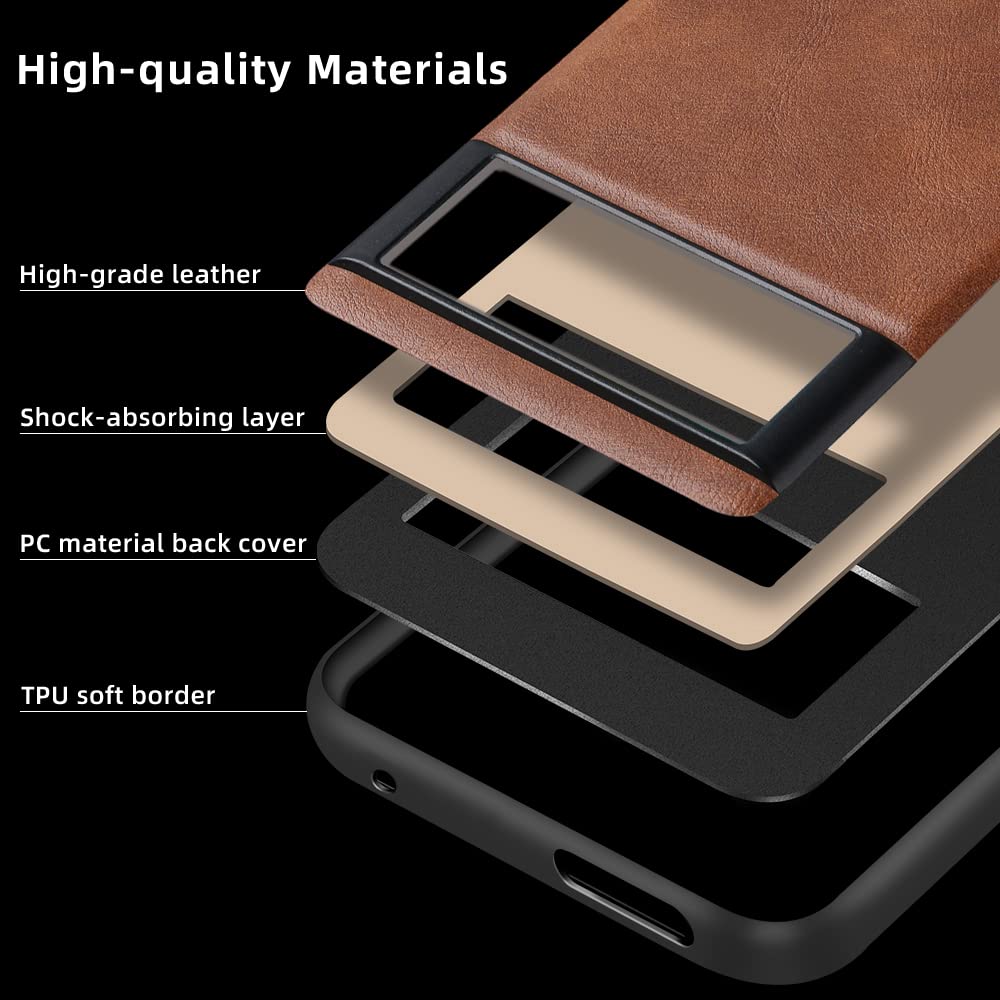 for Google Pixel 7 Pro Case 5G, Premium PU Leather Elegant Soft TPU Bumper Shockproof Protective Cases Phone Cover for Google Pixel 7 Pro 2022(Brown)