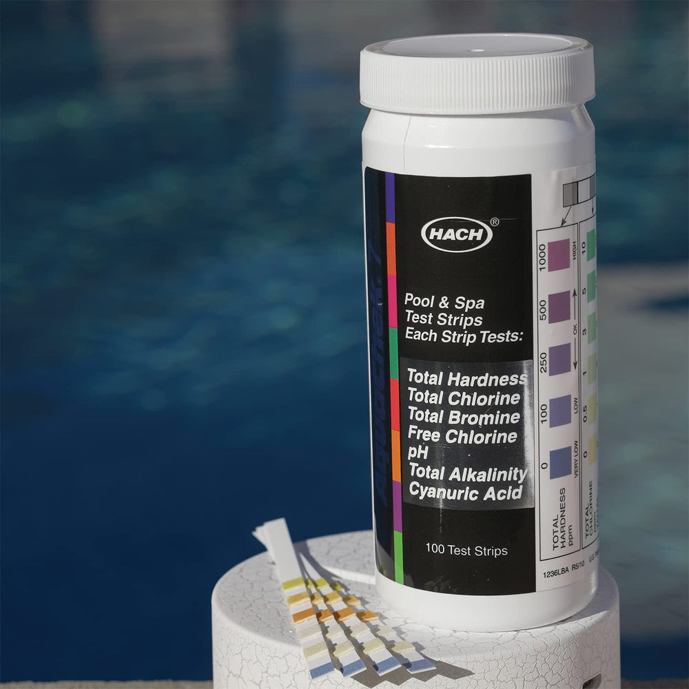 7-Way Pool and Spa Test Strips - Silver Pool Test Strips For pH, Total Chlorine, Free Chlorine, Bromine, Alkalinity, Total Hardness, and Cyanuric Acid - Water Quality Testing Kit (100 Strips)
