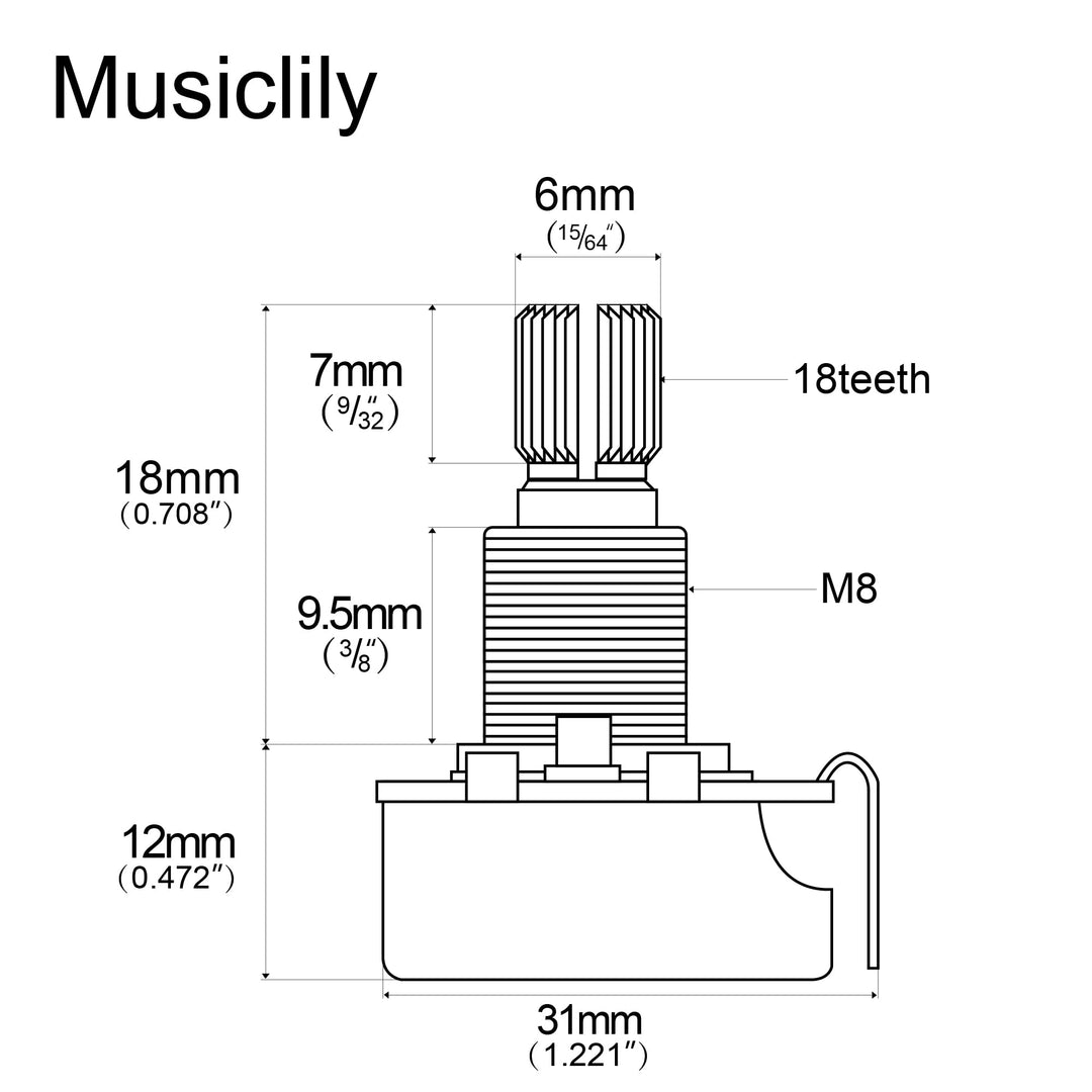 Full Size A500K Guitar Potentiometers Long Split Shaft Pots for Fender Stratocaster Telecaster Les Paul LP Electric Guitar Bass (Pack of 2)