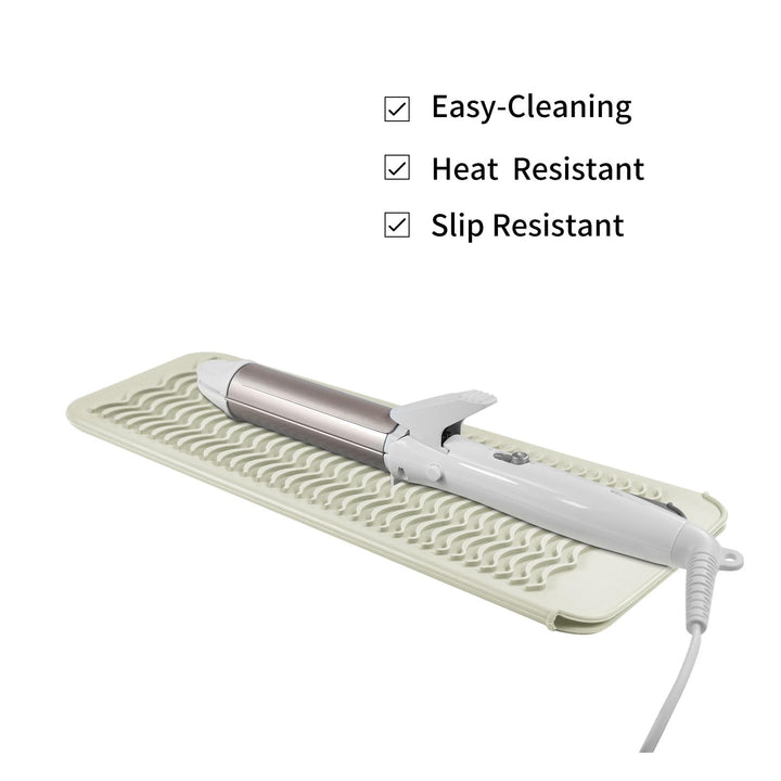 Silicone Heat Resistant Travel Mat Pouch for Hair Straightener,Crimping Iron,Hair Curling Iron,Hair Curling Wand,Flat Iron,Hair Waving Iron (2 Pack, Light Grey&Beige)