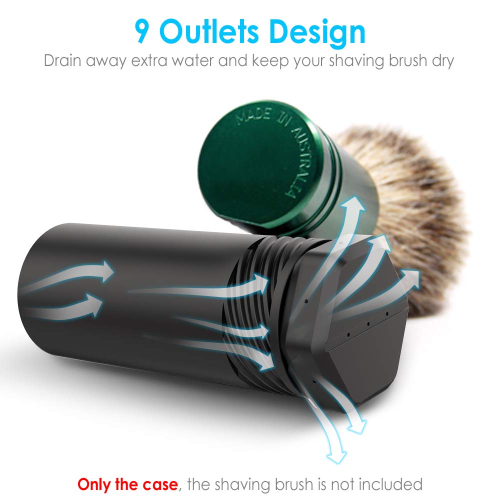 Shaving Brush Travel Case, Shave Brush Holder Stand with Adjustable Height Compatible Most of Shaving Brushes (Brush not Included) (Black)