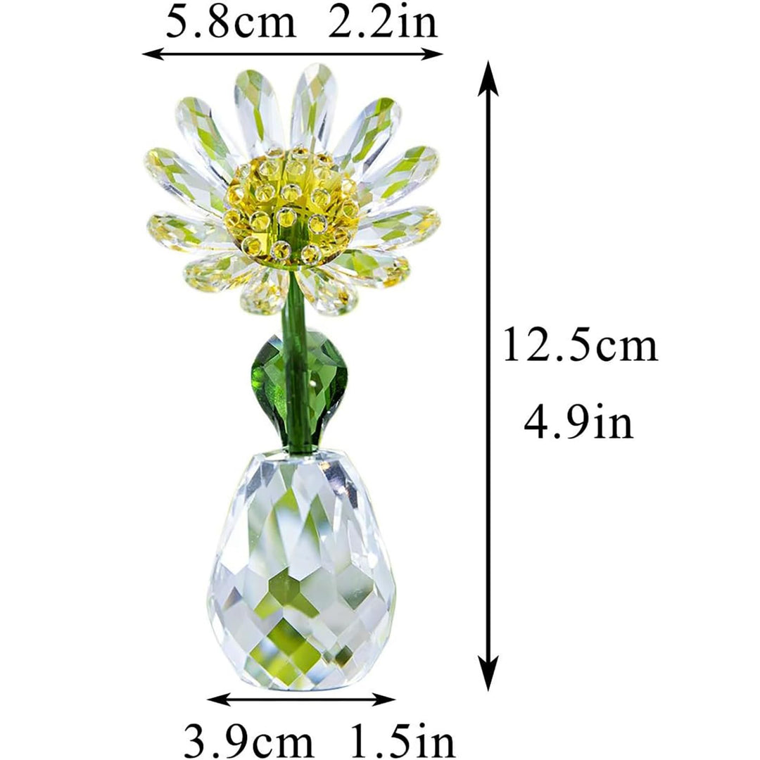H&D HYALINE & DORA Crystal Daisy Flower Figurine Ornament Paperweight Glass Flower Home Office Table Decor Souvenir Gifts for Birthday Christmas