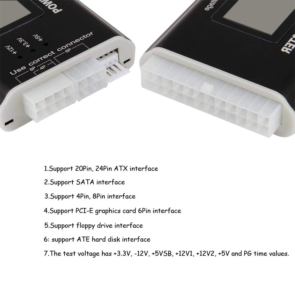 1Pcs 20/24 Pin LCD Computer PC Power Supply Tester for ATX BTX ITX TFX SATA with Buzzer Automatic Alarm