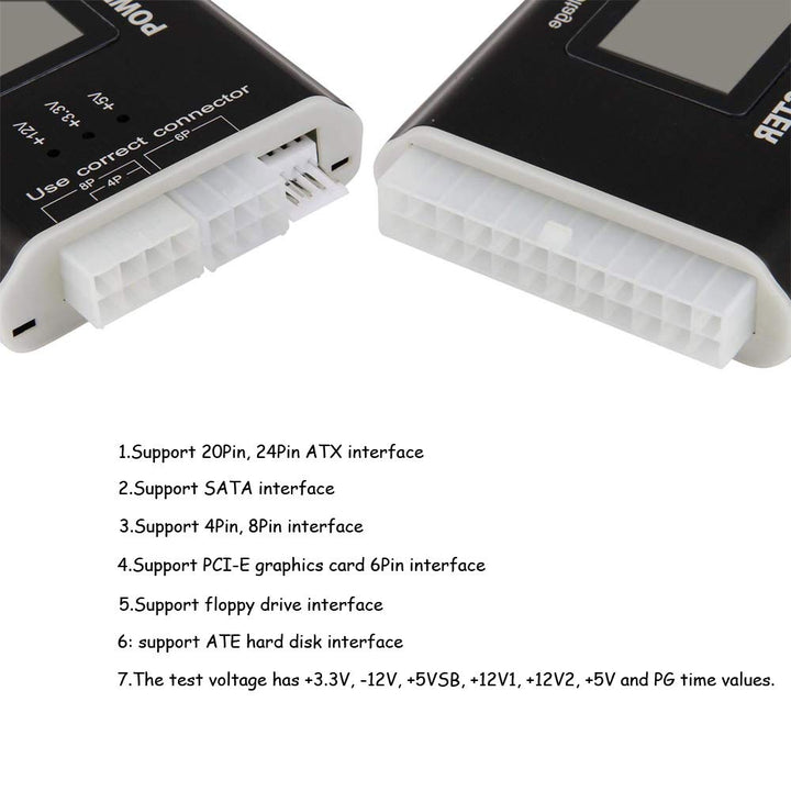 1Pcs 20/24 Pin LCD Computer PC Power Supply Tester for ATX BTX ITX TFX SATA with Buzzer Automatic Alarm