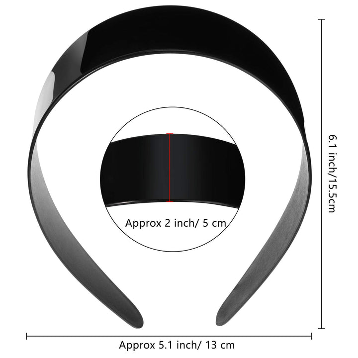 12 Pieces Plastic Headbands Wide Hard Plain Craft Headband Plastic Hairband for DIY Hair Accessories Women(2 Inch,Black)