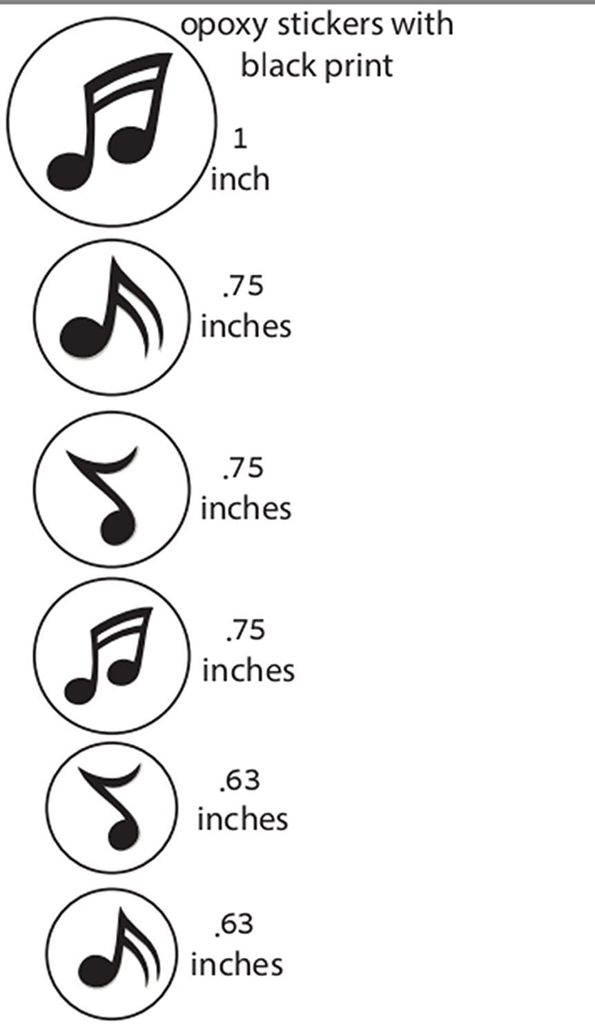 Set of 60pcs Round Musical Epoxy Sticker,Clear Round Epoxy Domes with Black Print