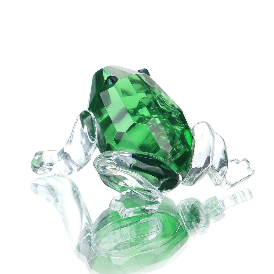 Small Crystal Frog Figurine Collection Paperweight Table Centerpiece Ornament(Green)