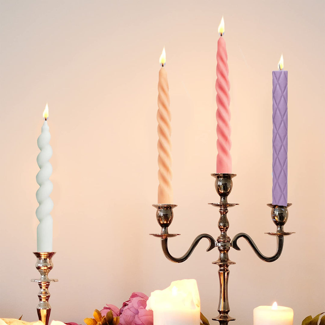 Spiral Taper Candle Mold 3D Twisted Long Taper Candlestick Silicone Mold Pillar Candle Making Mold Aromatherapy Epoxy Resin Mold