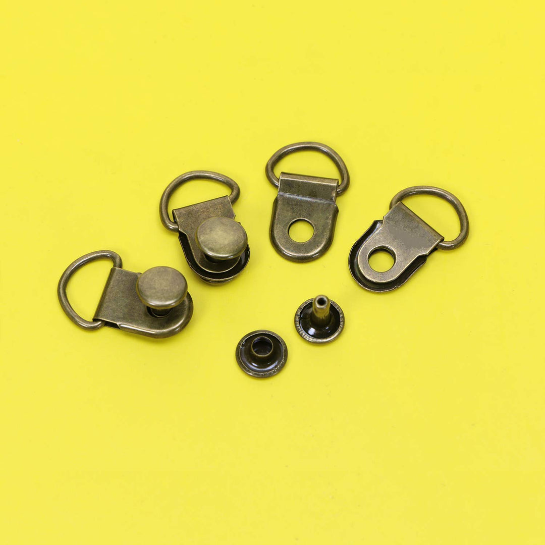 50 Pieces Shoe Boot Lace Hooks Buckle Rivets Loop Ring with Rivets, Shoe Boot Buckle (Bronze)