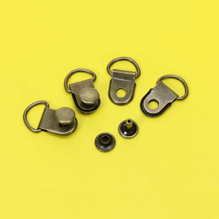 50 Pieces Shoe Boot Lace Hooks Buckle Rivets Loop Ring with Rivets, Shoe Boot Buckle (Bronze)