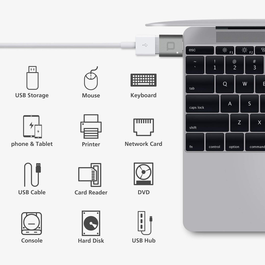 USB-C to USB 3.0 Adapter,Thunderbolt 3 to USB Female Adapter OTG for MacBook Pro2019,MacBook Air 2020,iPad Pro 2020,More Type-C Devices(Space Gray)