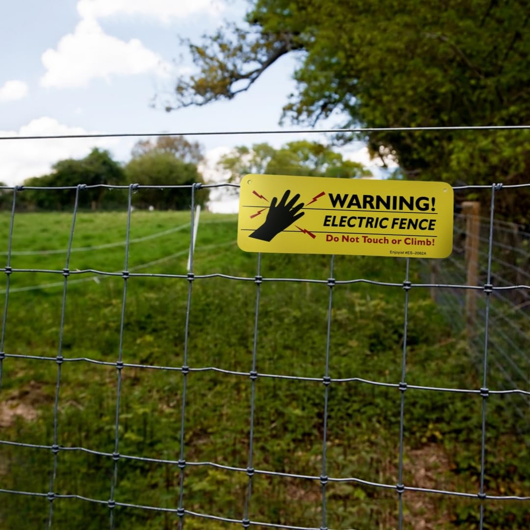 4-Pack Warning Electric Fence Safe Sign, 10x 3.5 Plastic Sign