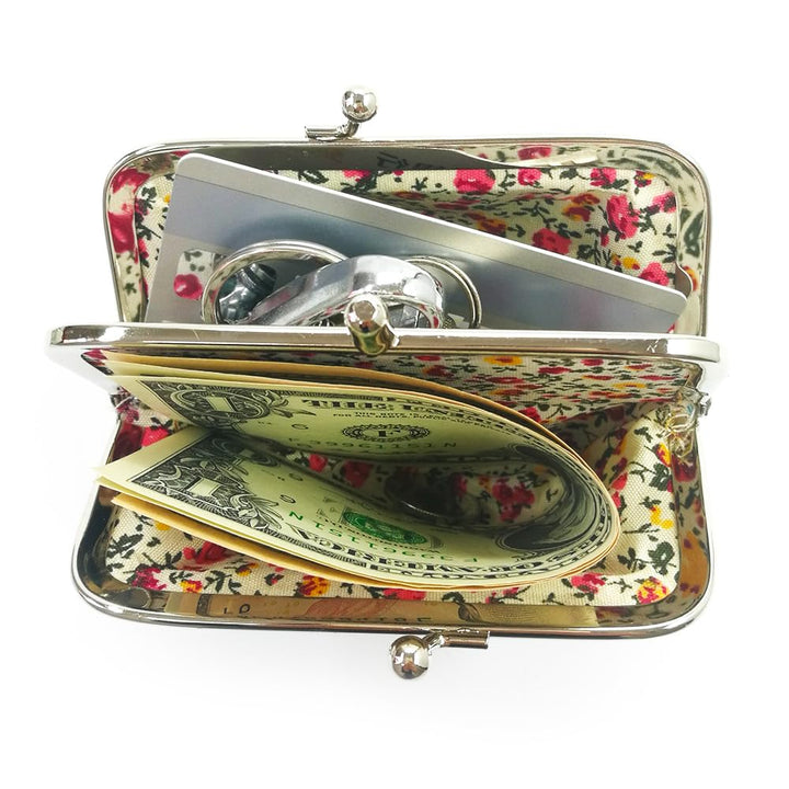 Cute Floral Buckle Coin Purses Vintage Pouch Kiss-lock Change Purse Wallets