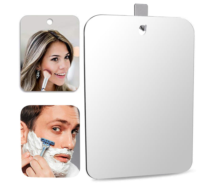 Large Fogless Shower Mirror, Anti-Fog Shower Mirror (11”X7.8 ”), Fog-Free Travel Shave Mirror, Shatterproof Shaving Mirror, Wall Hanging Mirror, Portable Makeup Mirror