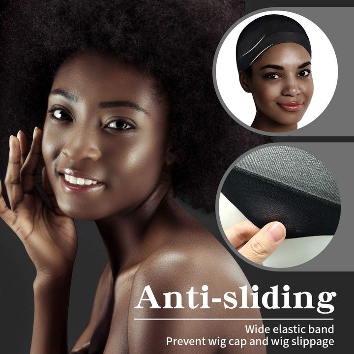12 Pack Black Nylon Wig Caps, Stretchy Close End Stocking Wig Caps