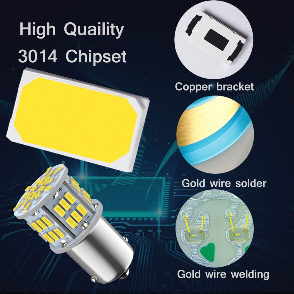 1156 Led Bulb Reverse Light, 1141 1003 7506 BA15S Bulbs, 12V-24V 54SMD Used for Truck Car Backup Reverse Lights, Tail Parking Lights,Camper Trailer RV Interior Light, 2pcs White
