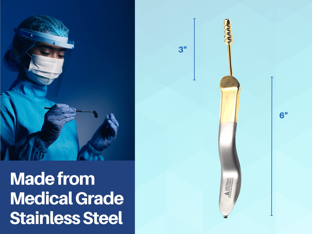 Minnesota Cheek Retractor with Suction Gold Plated Surgical Dental Instruments ARTMAN Brand by Wise Linkers