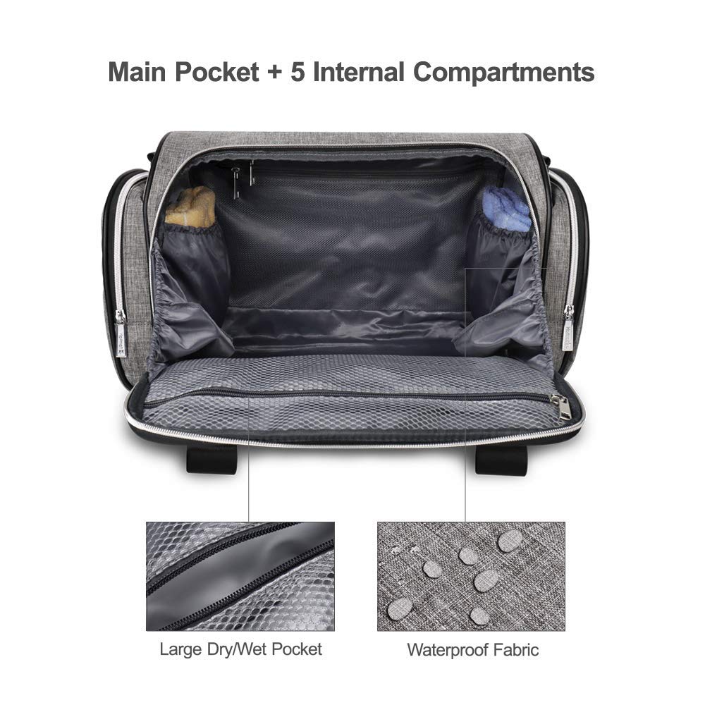 Diaper Bag, Large Baby Diaper Tote for Mom and Dad, Convertible Travel Baby Bag with Insulated Pockets (Gray)