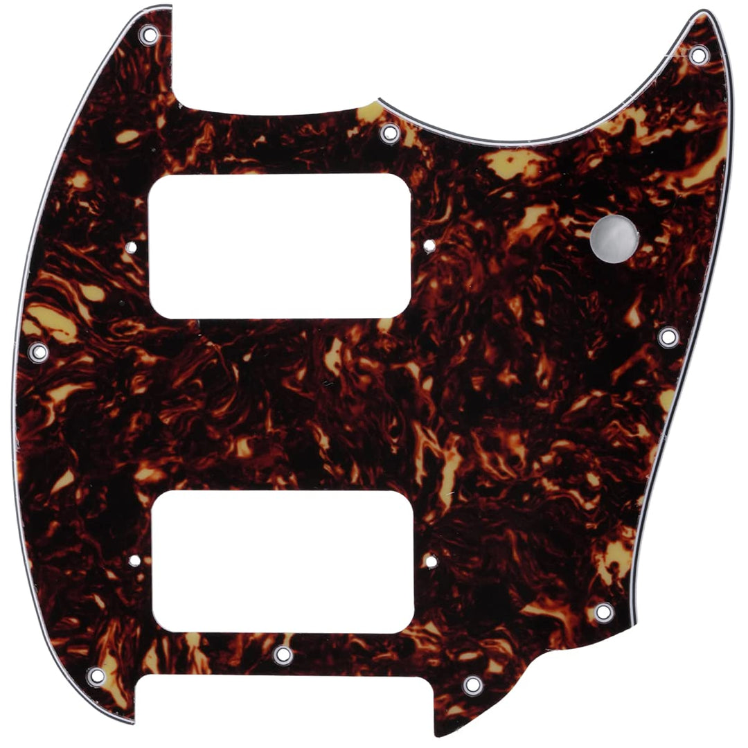 Pro 9 Holes Round Corner HH Guitar Pickguard 2 Humbuckers for Squier Bullet Series Mustang Electric Guitar, 4Ply Tortoise Shell