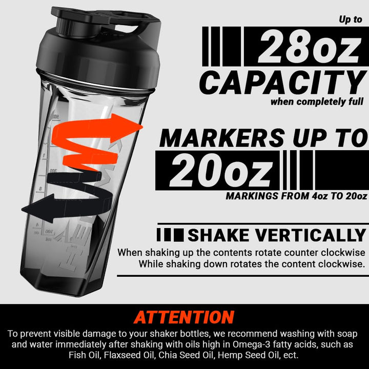 2.0 Vortex Blender Shaker Bottle Holds upto 28oz | No Blending Ball or Whisk | USA Made | Portable Pre Workout Whey Protein Drink Cup | Mixes Cocktails Smoothies Shakes | Top Rack Safe