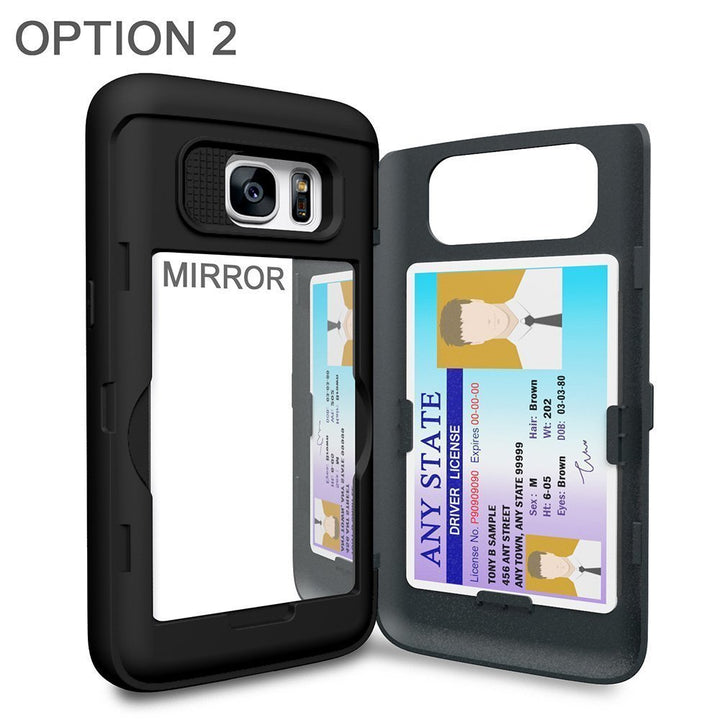 CX PRO Wallet Cover Designed for Galaxy S7 Case with Hidden Card Holder - Black