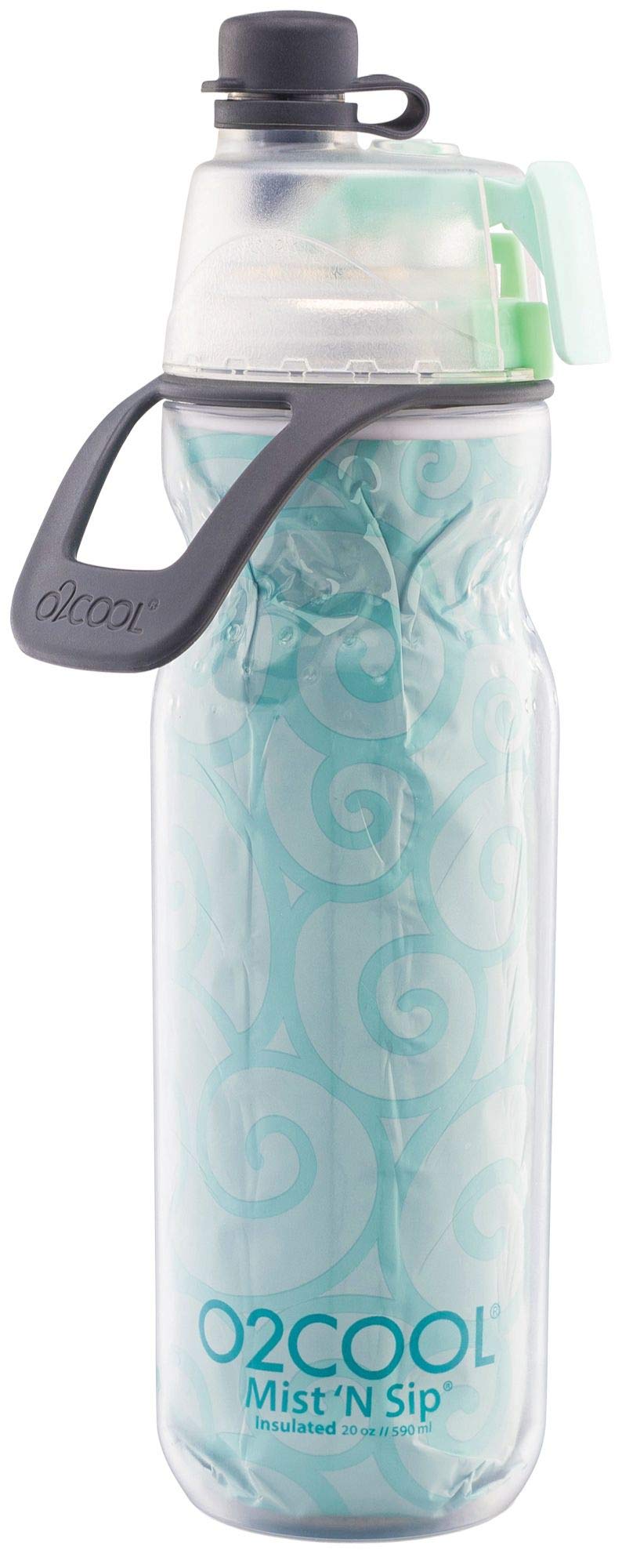 Mist 'N Sip Misting Water Bottle 2-in-1 Mist And Sip Function With No Leak Pull Top Spout Sports Water Bottle Reusable Water Bottle - 20 oz (Yoga Mint)