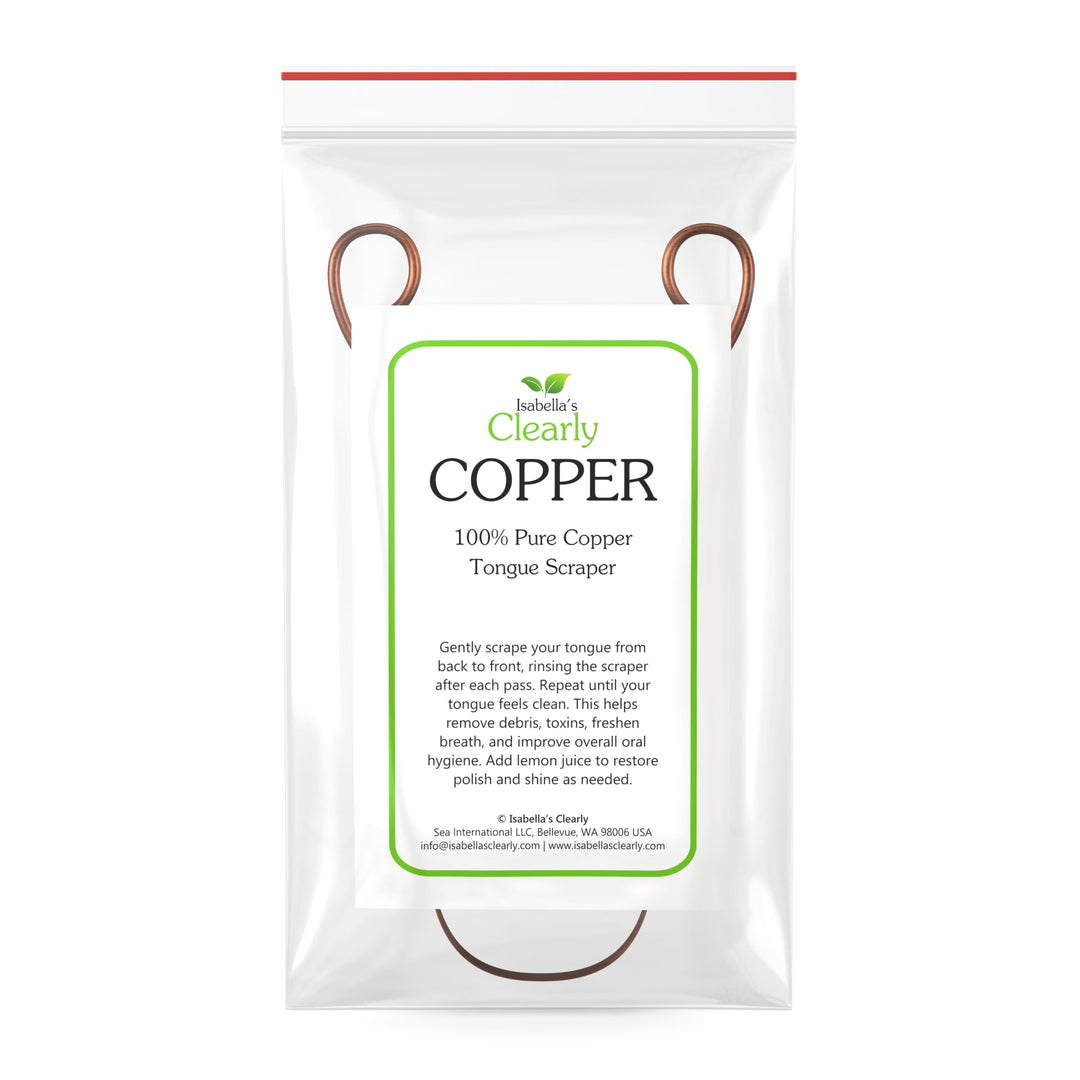 Isabella's Clearly COPPER Tongue Scraper Cleaner | 100% Pure Heavy Duty Metal, BPA Free, Easy to Use for Adults and Kids | Natural Oral Care for Fresh Breath and Improved Oral Hygiene