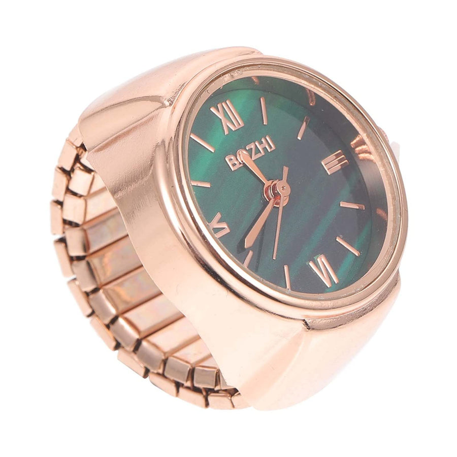 Ring Watch for Women and Men- Elastic Round Quartz Finger Ring Watch for Christmas Birthday Roman Numeral Design